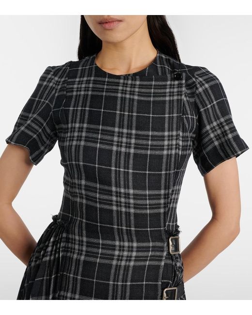 Burberry Black Meryl Checked Midi Dress