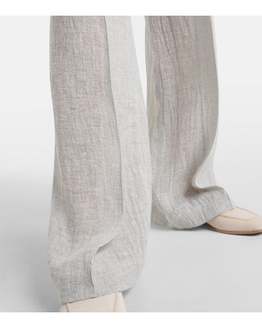 Brunello Cucinelli Gray Low-rise Linen-blend Wide-leg Sweatpants