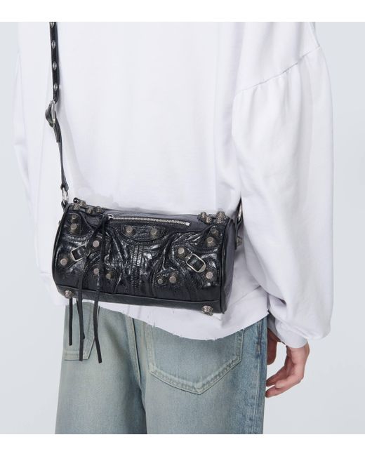 Balenciaga White Le Cagole Cylinder Leather Shoulder Bag for men