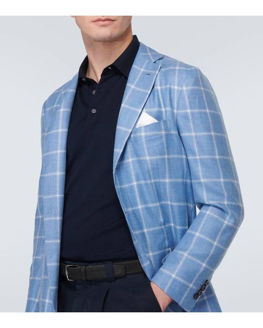 Kiton Blue Cotton Polo Shirt for men