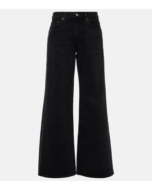 Agolde Black Clara Low-Rise Wide-Leg Jeans