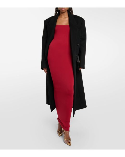 Wolford Red Fatal Strapless Jersey Maxi Dress