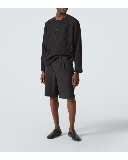 Commas Black Striped Henley Shirt for men