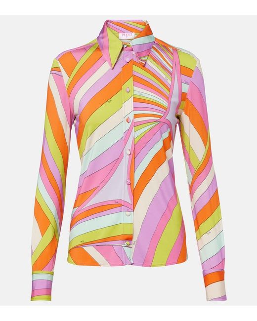 Emilio Pucci Pink Iride Satin Jersey Shirt
