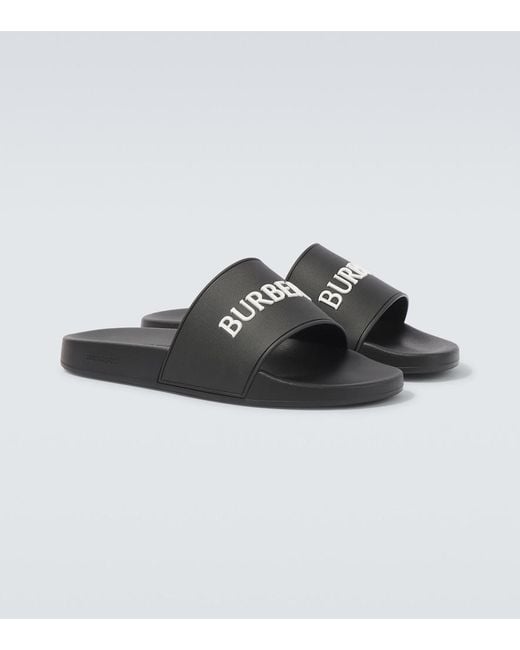 Burberry Black Logo Slides for men