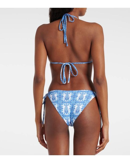 Melissa Odabash Blue Cancun Printed Triangle Bikini Top