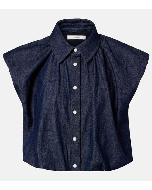 FRAME Blue Shell Denim Blouse