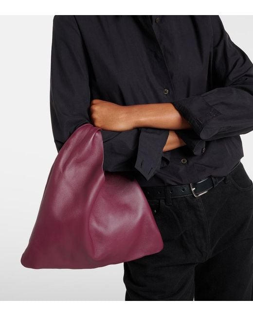 The Row Purple Bindle Small Leather Tote Bag