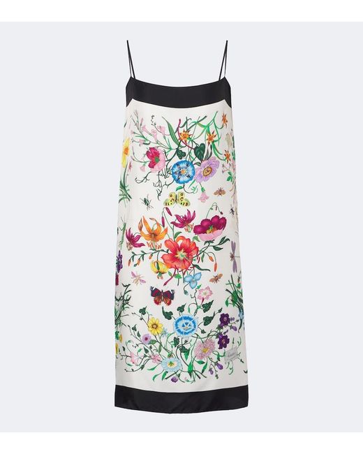 Gucci White Flora Silk Twill Minidress
