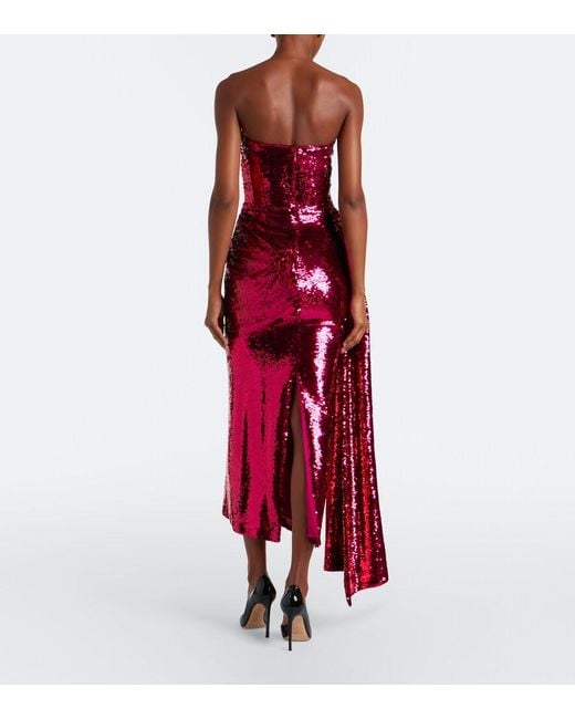 Alex Perry Red Sequined Bustier Dress