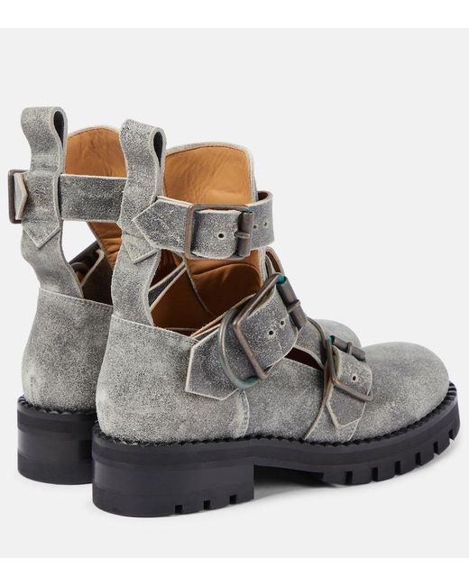 Vivienne Westwood Gray Cut-out Leather Ankle Boots