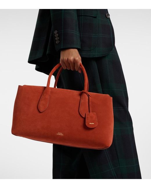 Polo Ralph Lauren Red Bellport Medium Suede Tote Bag