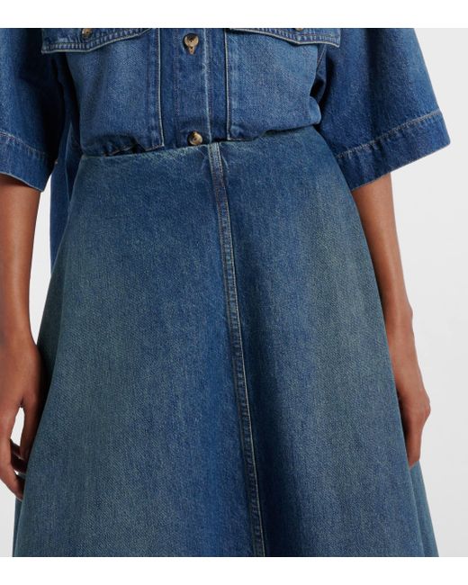 Khaite Blue Renta Denim Midi Skirt