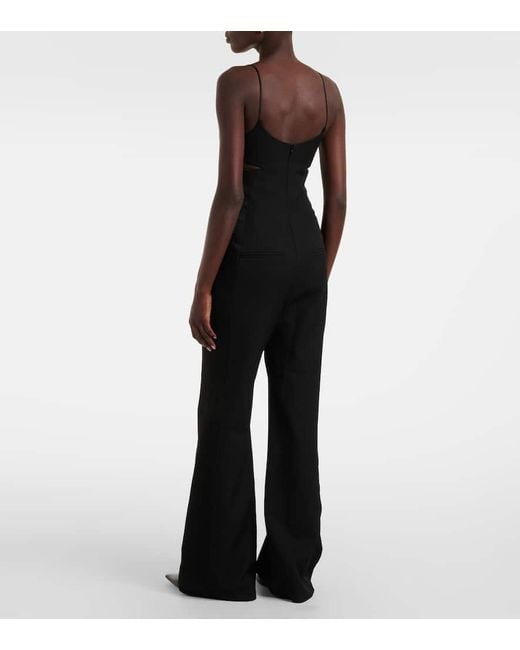 Victoria Beckham Black Cami Cutout Crepe Satin Jumpsuit