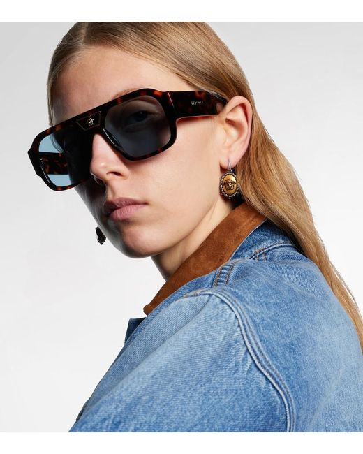 Versace Blue Rectangular Sunglasses
