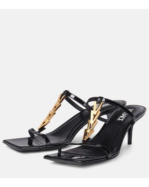 Versace Blue 40 Patent Leather Sandals
