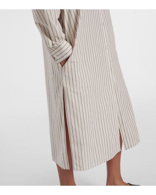 The Row Gray Chihiro Striped Cotton Shirt Dress
