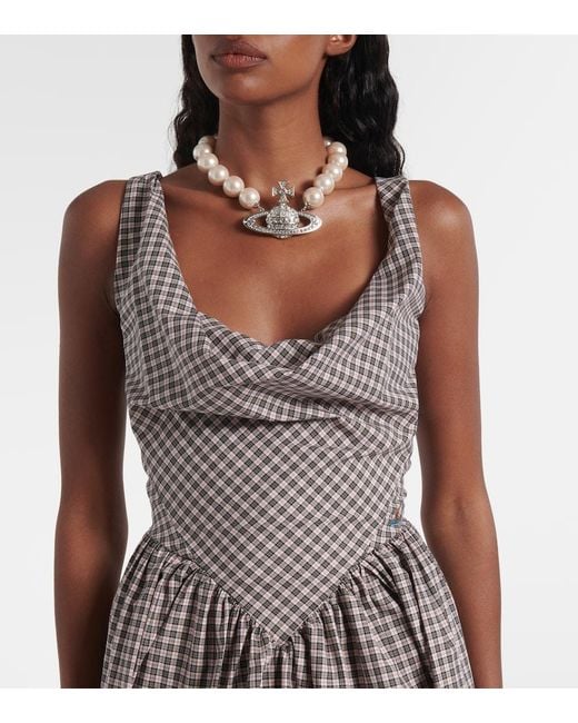 Vivienne Westwood Multicolor Mini Sunday Plaid Cotton Mini Dress