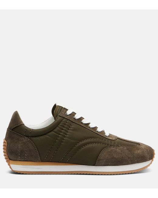 Totême Brown Suede-Trimmed Sneakers