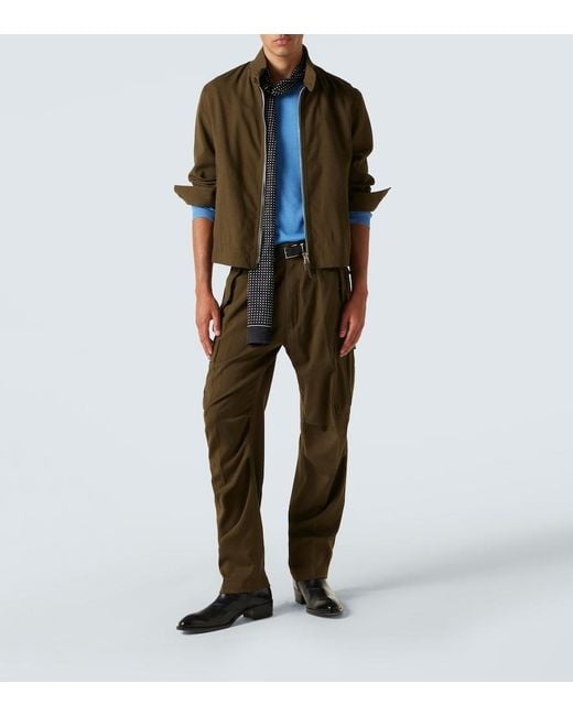 Tom Ford Green Wool, Cashmere, And Silk Cargo Pants for men