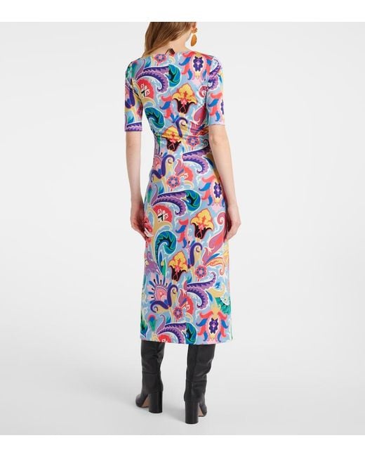 Etro White Paisley Midi Dress