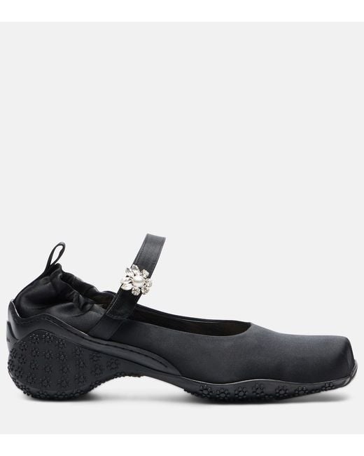 Simone Rocha Black Ballet Runner Embellished Ballet Flats