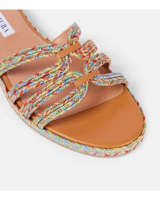 Aquazzura Brown Playita Espadrille Slides