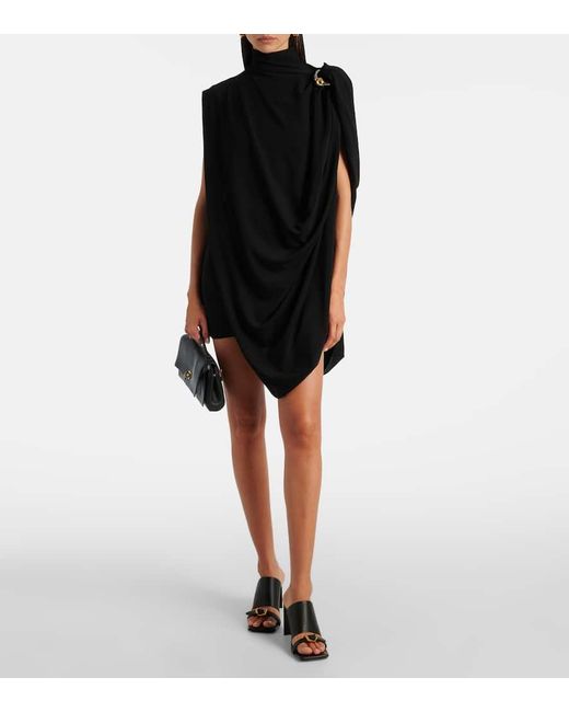 Jean Paul Gaultier Black Draped Stretch-Crepe Mini Dress