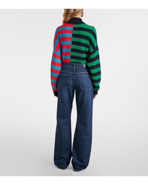 7 For All Mankind Blue High-Rise Straight Jeans Tess