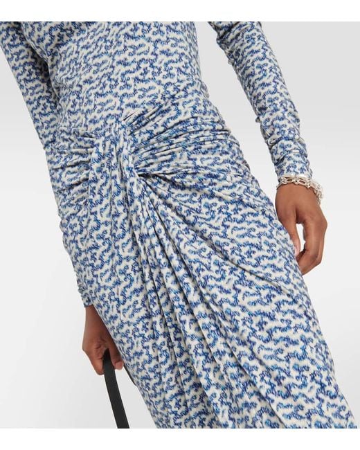 Isabel Marant Blue Jeldia Printed Jersey Midi Skirt