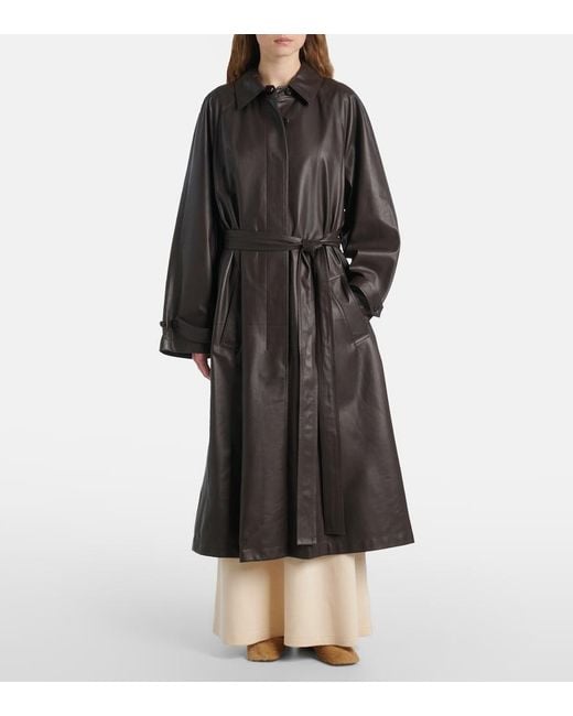 The Row Gray Ryota Leather Coat