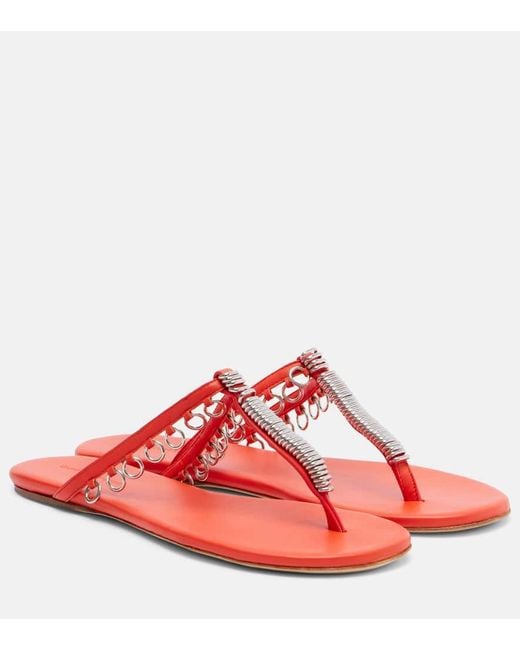 Christopher Esber Red Pierced Embellished Leather Thong Sandals