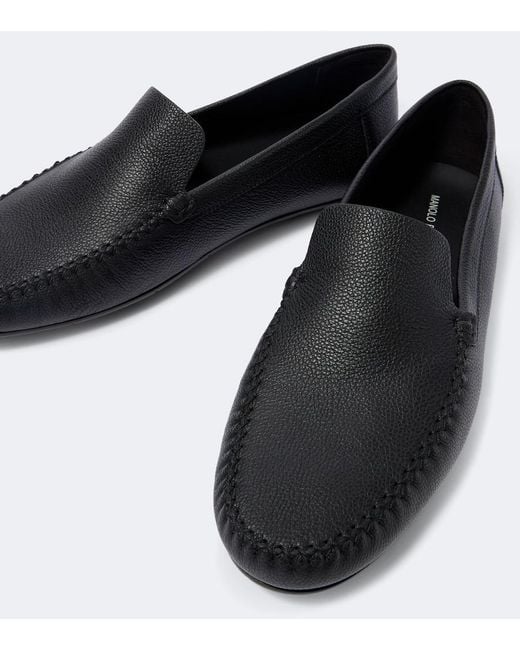 Manolo Blahnik Black Leather Loafers for men