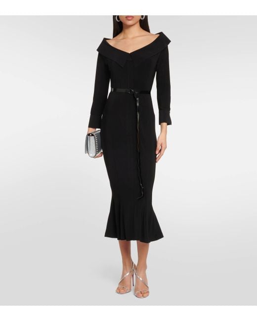 Norma Kamali Black Off-shoulder Jersey Midi Dress