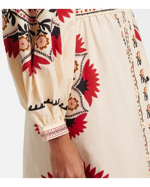 Farm Rio Red Cashew Mandala Cream Printed Maxi Dress