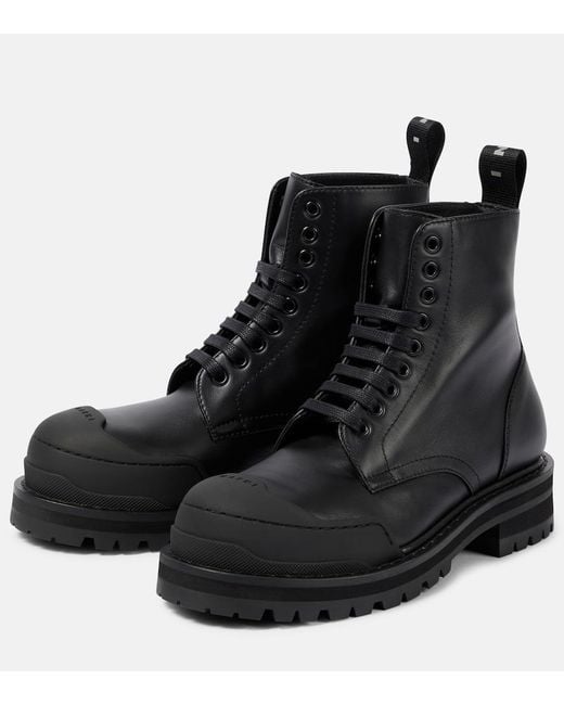 Marni Black Dada Leather Combat Boots