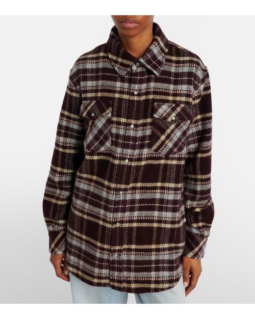 God's True Cashmere Black Plaid Cashmere Shirt With Emeralds