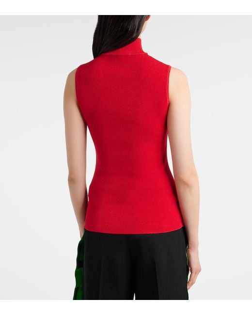 Loewe Red Double L Ribbed-Knit Top