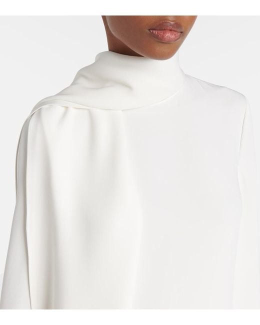 Valentino White Cady Couture Scarf-Detail Gown