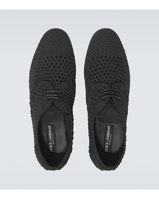 Dolce & Gabbana Black Woven Derby Shoes for men