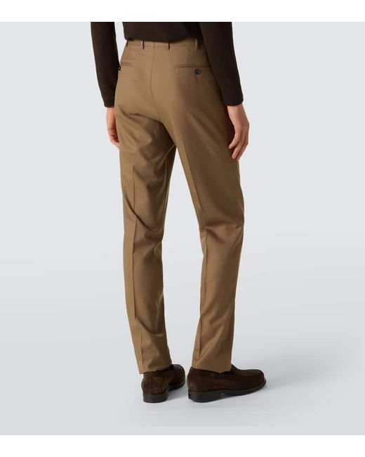 Traje Cruzado De Sarga De Lana Zegna de hombre de color Natural