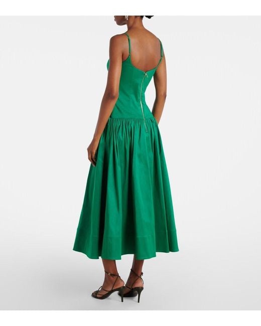 Rebecca Vallance Green Bailey Belted Pleated Midi Dress