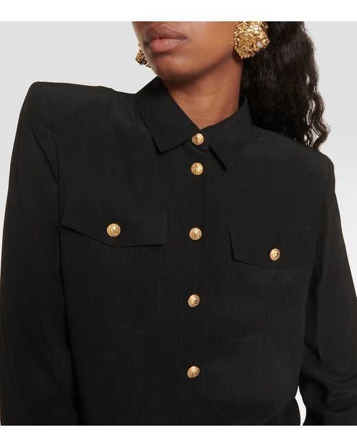 Balmain Black Crepe De Chine Shirt