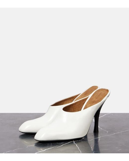 Khaite White Colt 100 Leather Mules