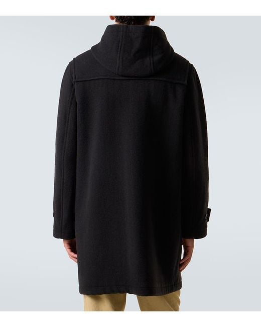 Burberry Black Hooded Wool Twill Coat for men