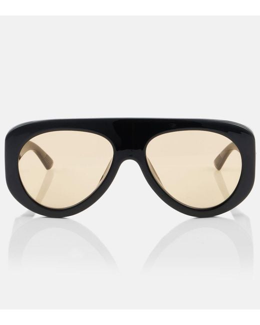 Bottega Veneta Black Osservatorio Flat-Top Sunglasses