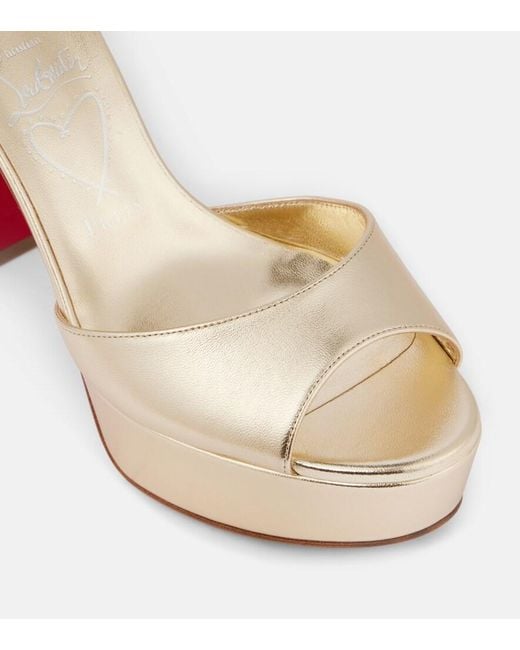Christian Louboutin Natural Sandaloo 130 Leather Peep-Toe Pumps