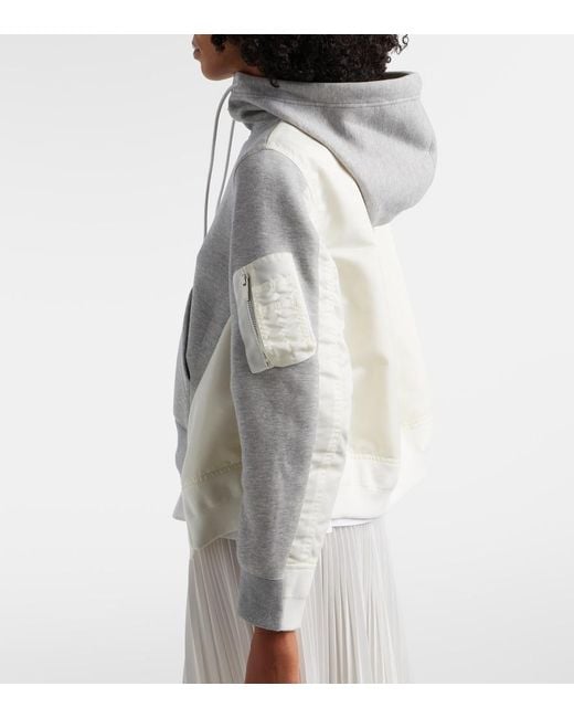 Sacai Gray Paneled Zip-Up Hoodie