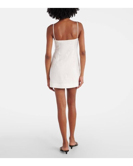 Sir White Alessandra Embroidered Linen Minidress