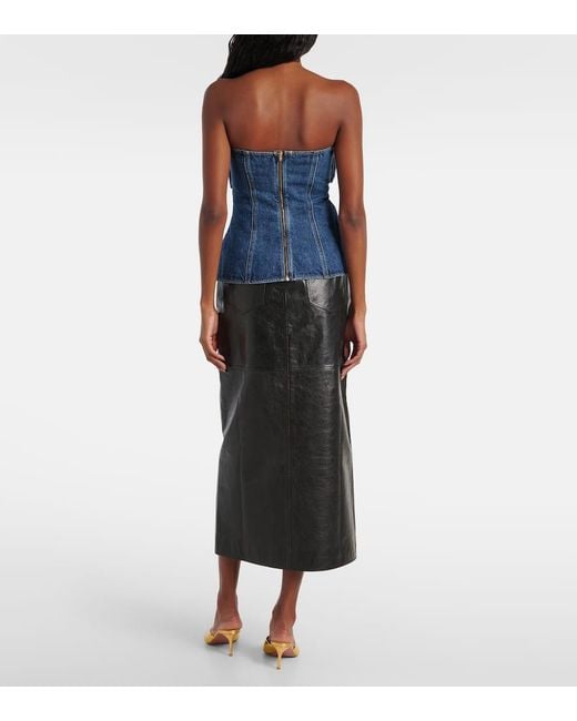 Self-Portrait Blue Verziertes Top Aus Denim